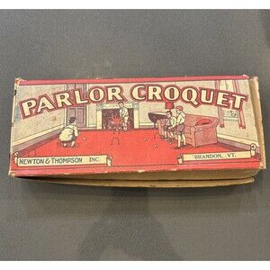 Vintage Parlor Croquet Game Kit!  Old!!  Newton & Thompson Vermont.  **no Balls